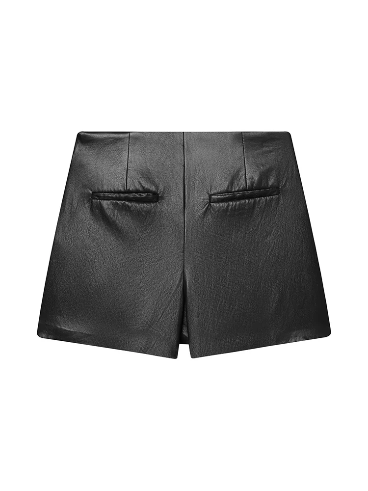 Winter New Women Faux Leather Shorts Fashion High Waist Vintage Zipper Mini Shorts Streetwear Female Solid Casual PU Shorts
