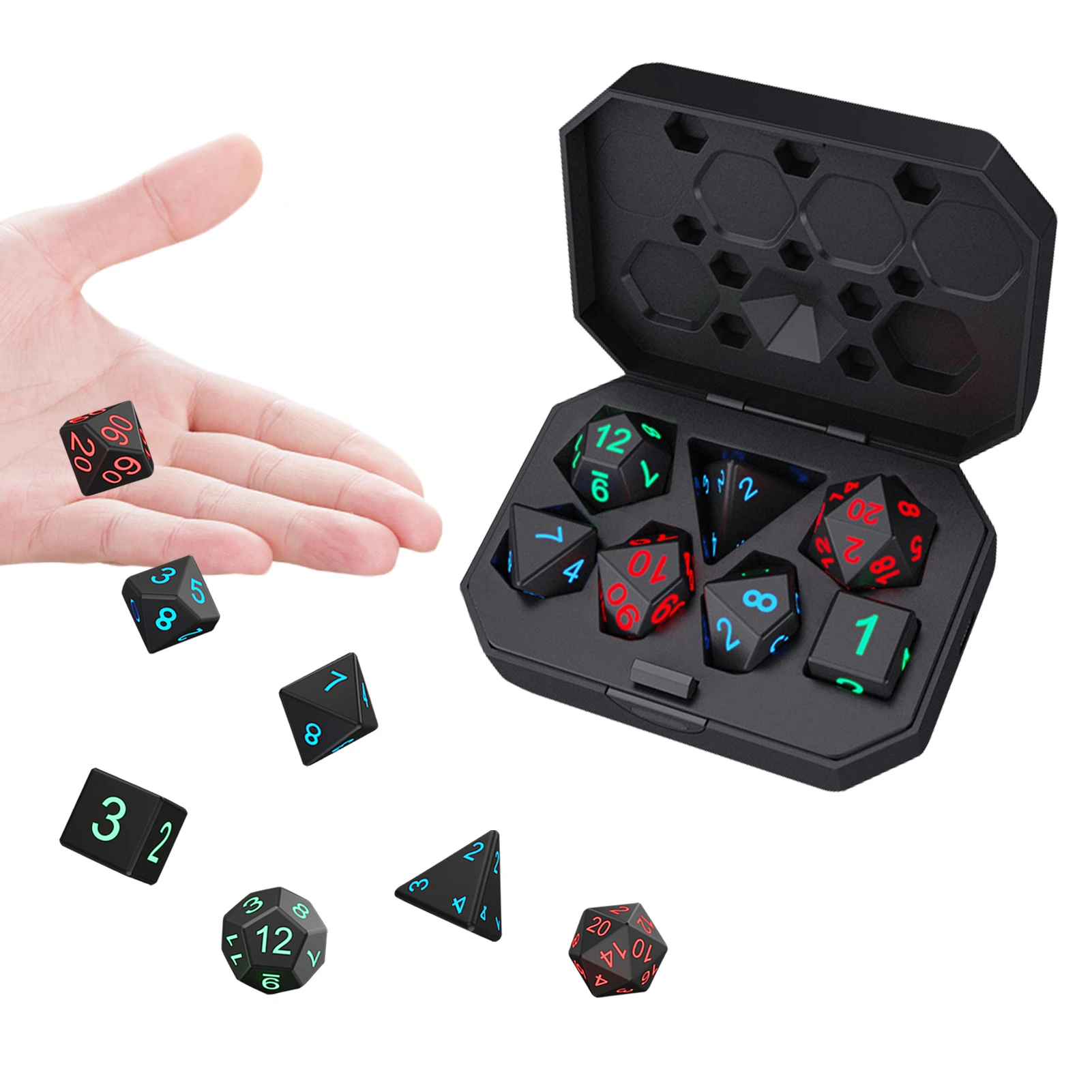 Luminous DND Dice Luminous RPG Dice Set LED Rechargeable Dice Set With Charging Box D&D Dice