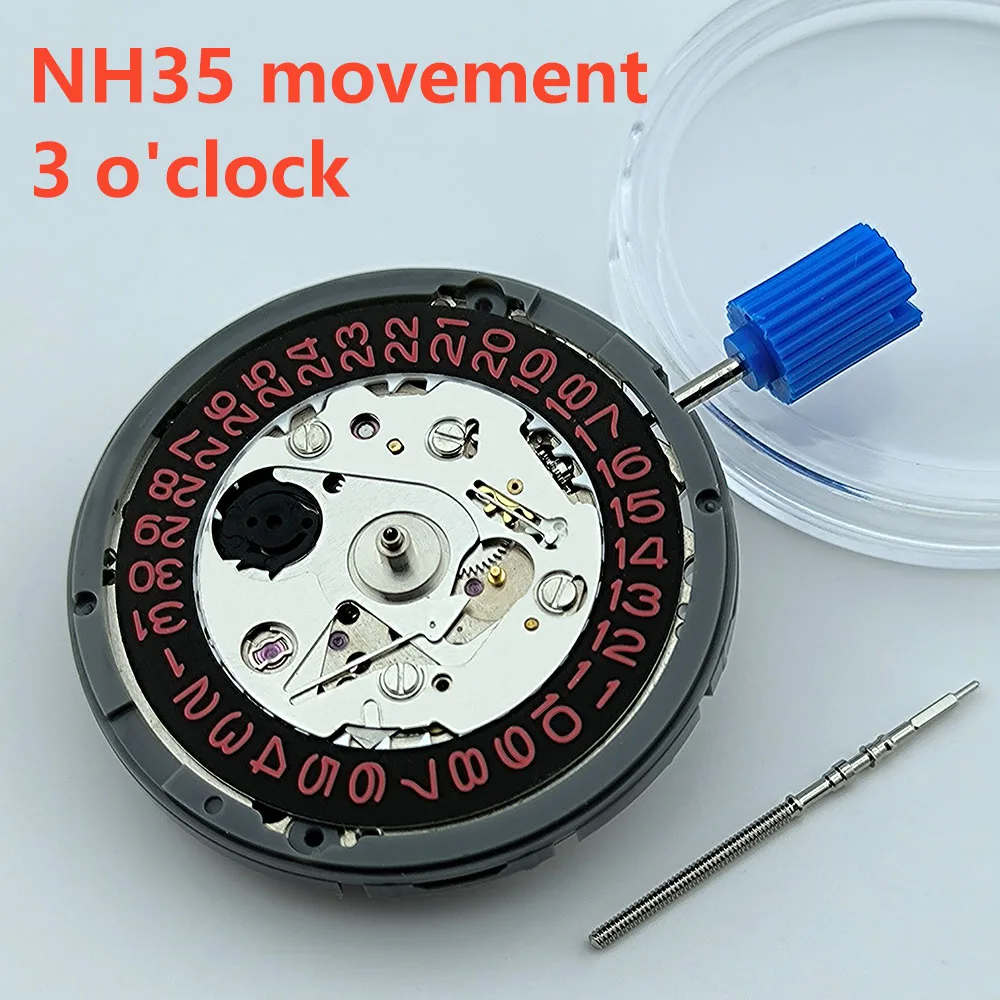 nh35-movement-black-red-data-wheel-automatic-mechanical-movement-3o'clock-date-window-men's-watch-movement-watch-accessories