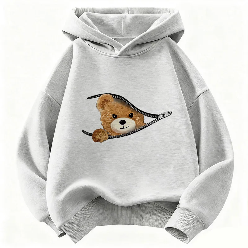 Cute Fashion Bear Funny Hoodie Kids Children's Sweatshirt Hoody for Boys Girls Casual Hoodies Hip Hop Clothes - 5