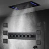 Luxury Remote LED 28*15 Inch Shower Head Set Constant Temperature Valve Mixer Diverter SPA Massage 6 Pcs 4 Inch Lateral Jet 1