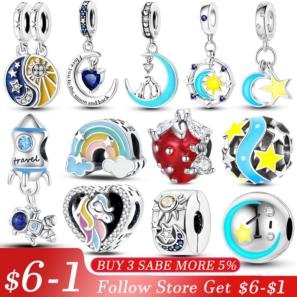 

925 Sterling Silver Sun Moon Tai Chi Combination Pendant Fit Pandora Charms Silver 925 Original Bracelet for Jewelry Making