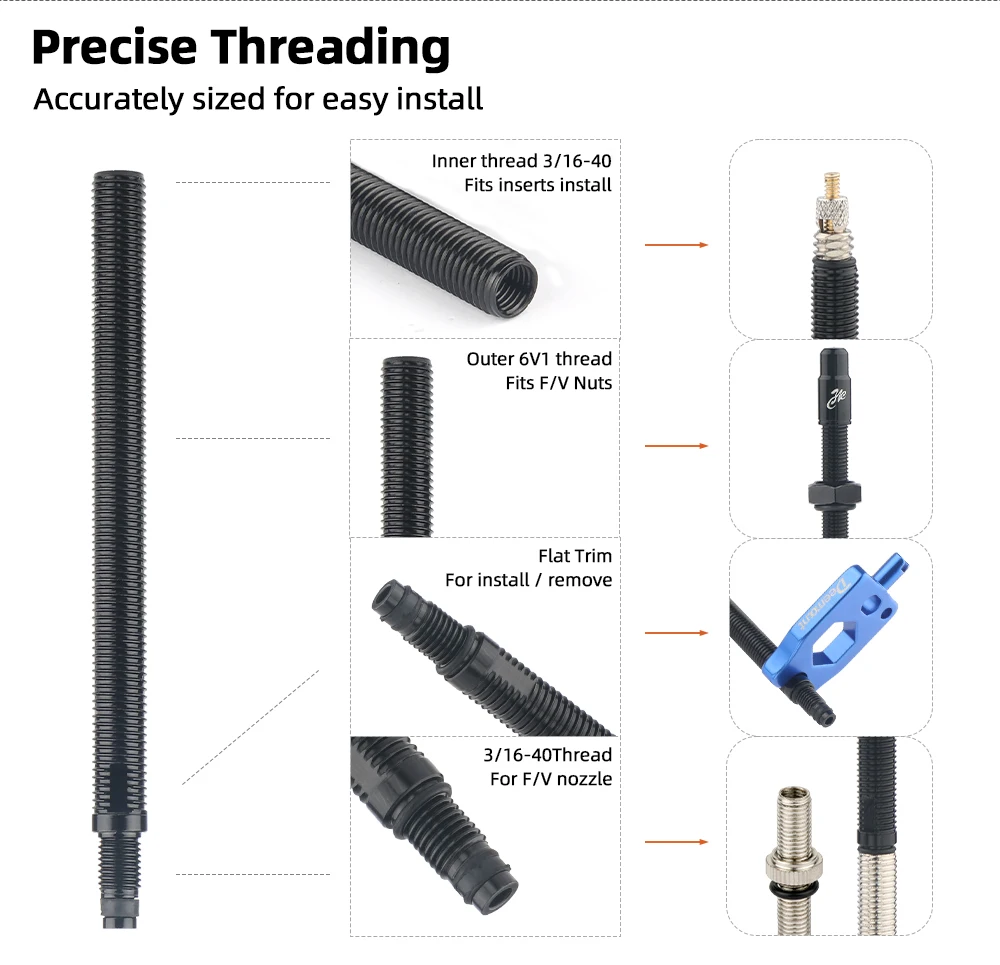 Fahrrad Presta Ventil Extender Straße Carbon Felge F/V Rohr Inflation Adapter 45/80mm Verlängerung Rohr für Düse W/Abnehmbare Einsätze – Detail 6