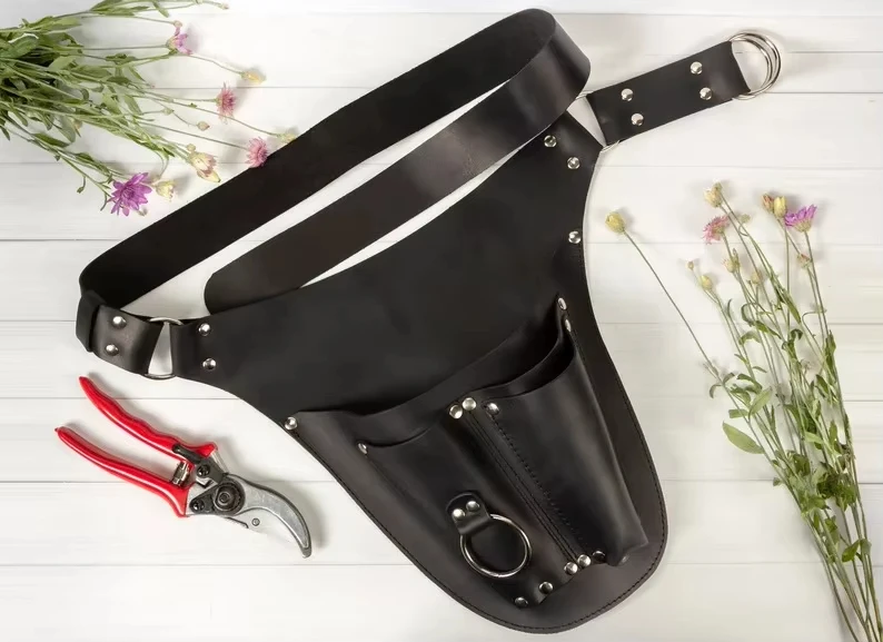 Adjustable PU Leather Garden Tool Storage Apron with Multi-Pocket Design