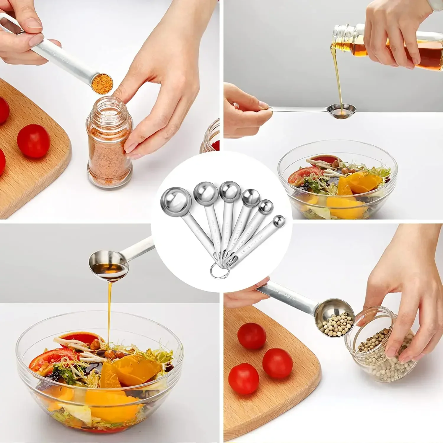 Measuring Spoons Cups Set Measuring Tools Bonus Leveler Etched Markings Kitchen Gadgets