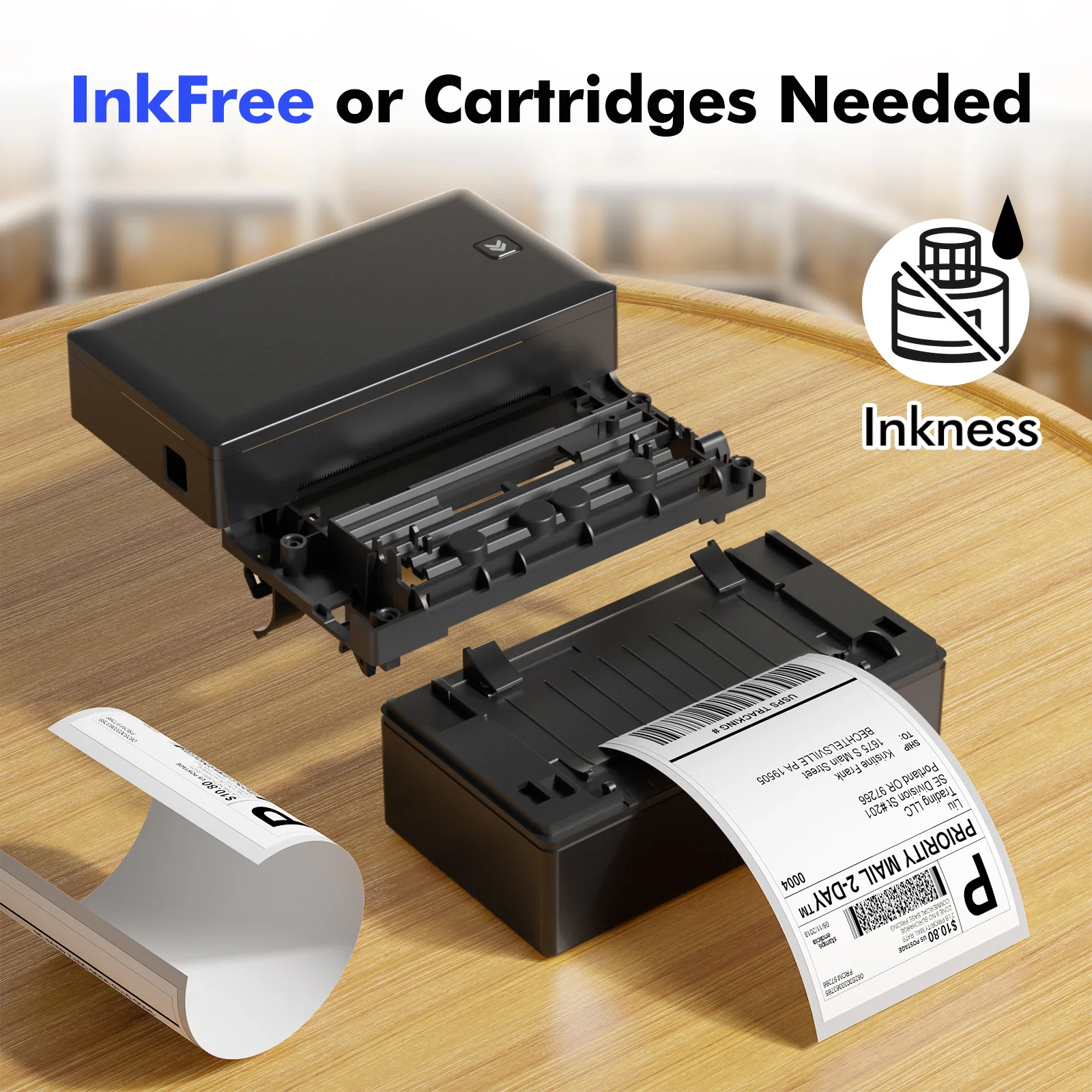 블루투스 무선 4x6 감열 배송 라벨 프린터, 택배용 라벨 프린터, 안드로이드, 아이폰, 윈도우, 맥 지원