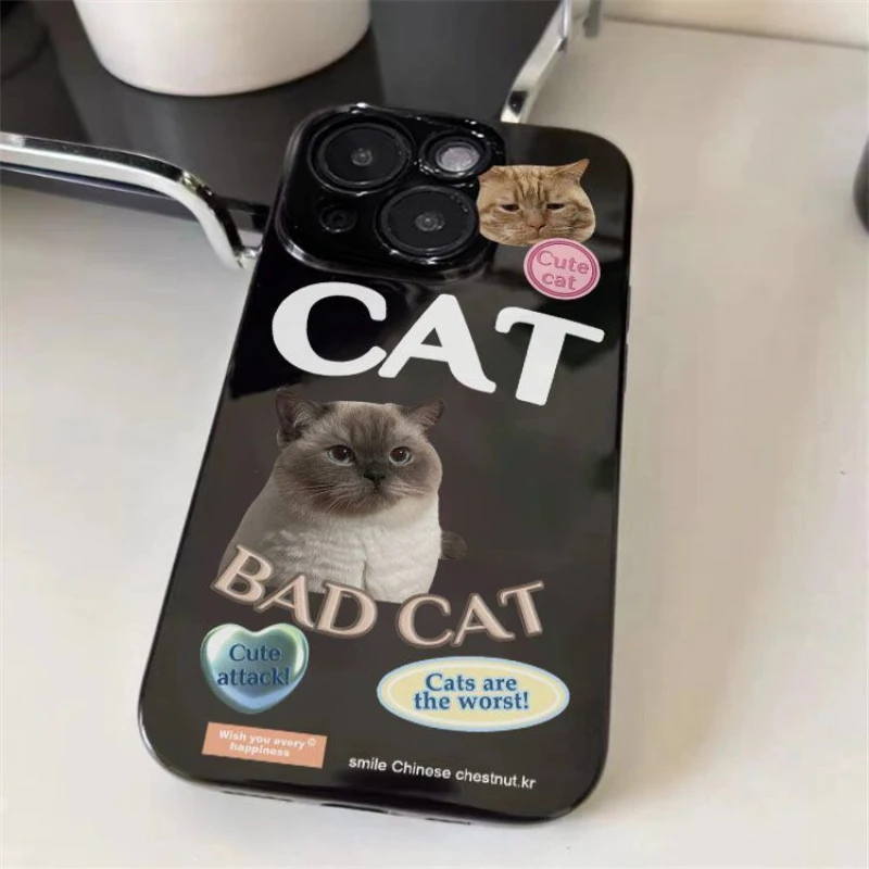 Funny cat phone case for iphone 11 13 mini 12 14 pro max Camera protective bumper shell cover for iphone xr xs x 7 8 plus 6s se2