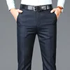Men's Spring Autumn Solid High Waist Button Pockets Zipper Casual Suit Workwear Formal Trousers Fashion england style Pants 6