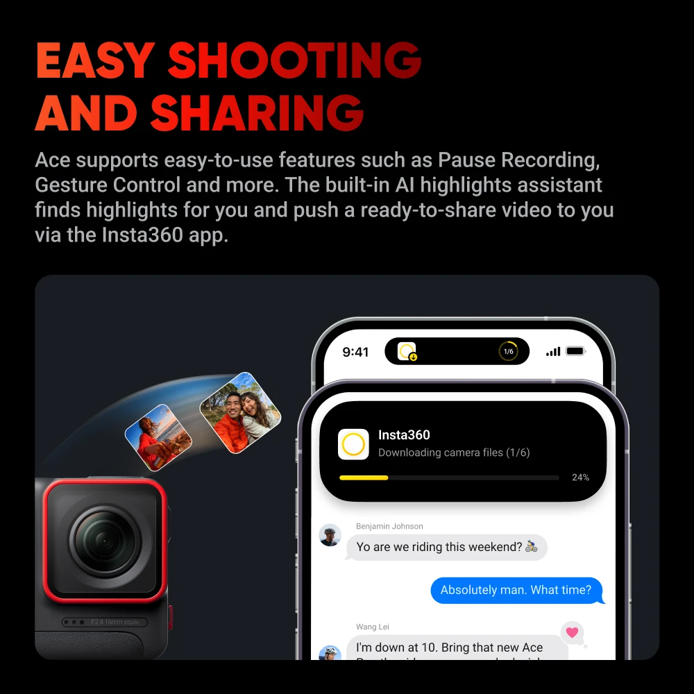Insta360 Ace - 4K120fps Waterproof Action Camera, Active HDR Video, 48MP Photos, 2.4" Flipscreen, Magnetic Design, AI Assitant 6