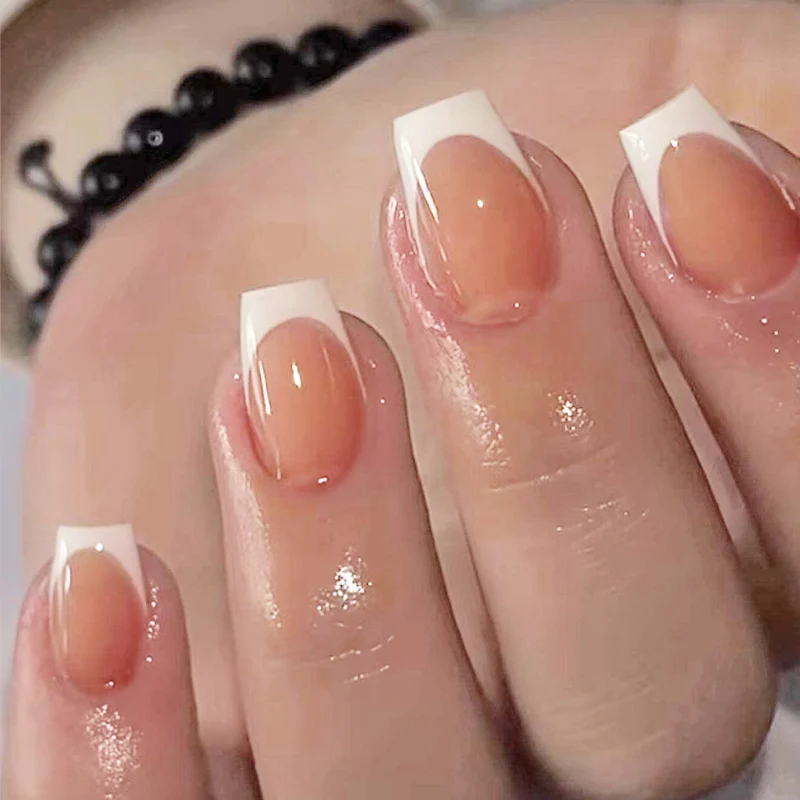Smarsty 24PCS Short Square Pink Fake Nails