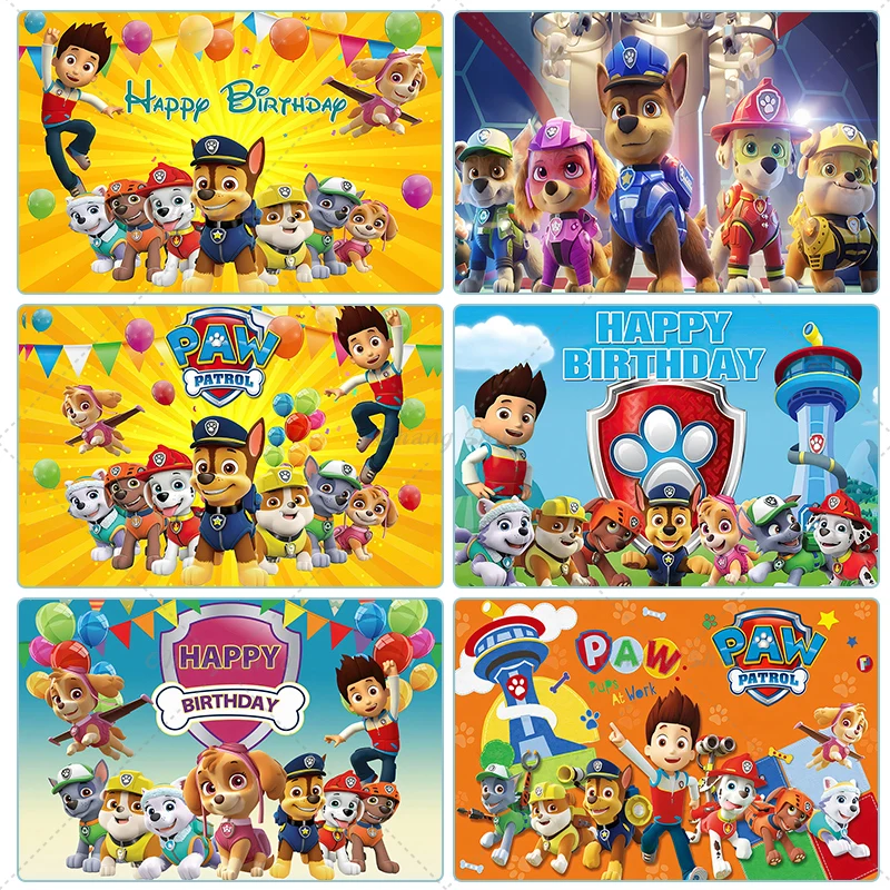 Skye Everest Paw Patrol Backdrops Girl Kids Birthday Party Background Photography Puppy Dog Banner Poster Photo Studio Decor