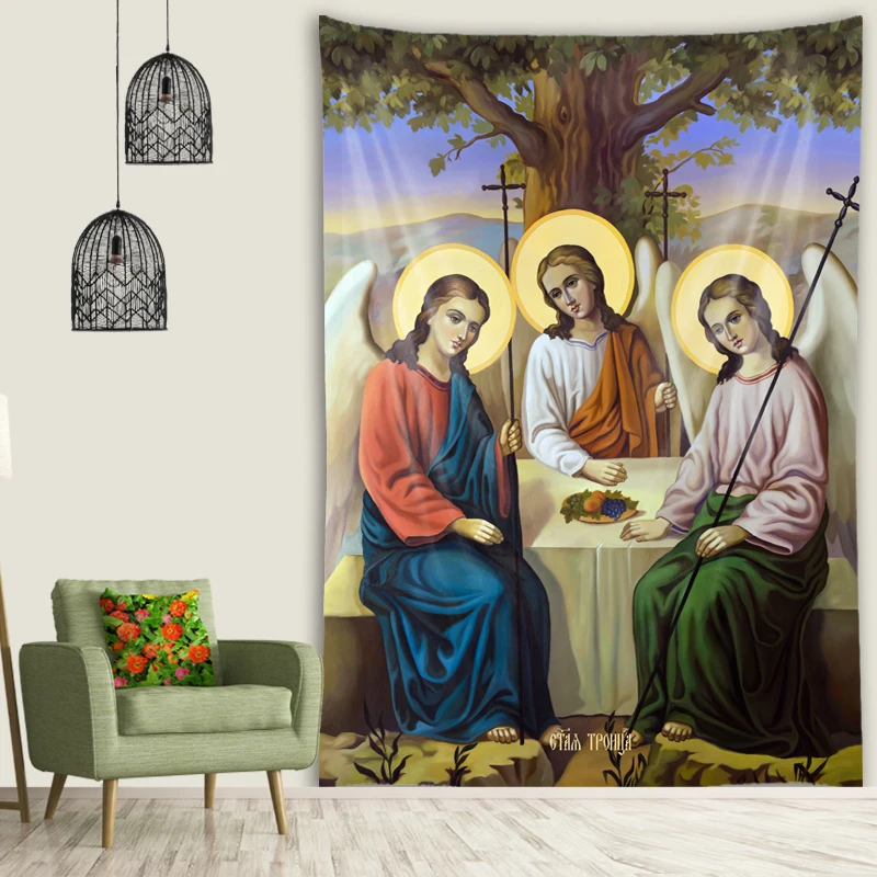 Tapestry Decor Christ Trinity Virgin Jesus Home Decor Angel Holy Icons Room Wall Hanging Christian Holiday Murals