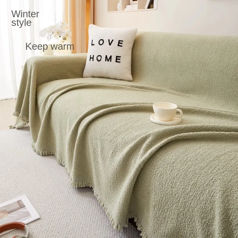 Chenille Sofa Towel Full Cloth Cover Universal Four Seasons Plush Sofa Carpet Non-Slip Cover Blanket Cat Scratch Proof 2