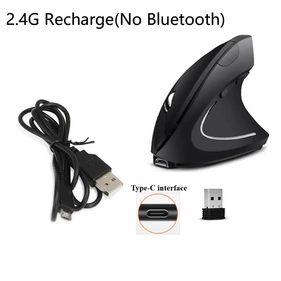 Mouse da gioco verticale ergonomico wireless ricaricabile ottico 2.4G per computer PC, laptop e desktop con connessione USB._voghion.com