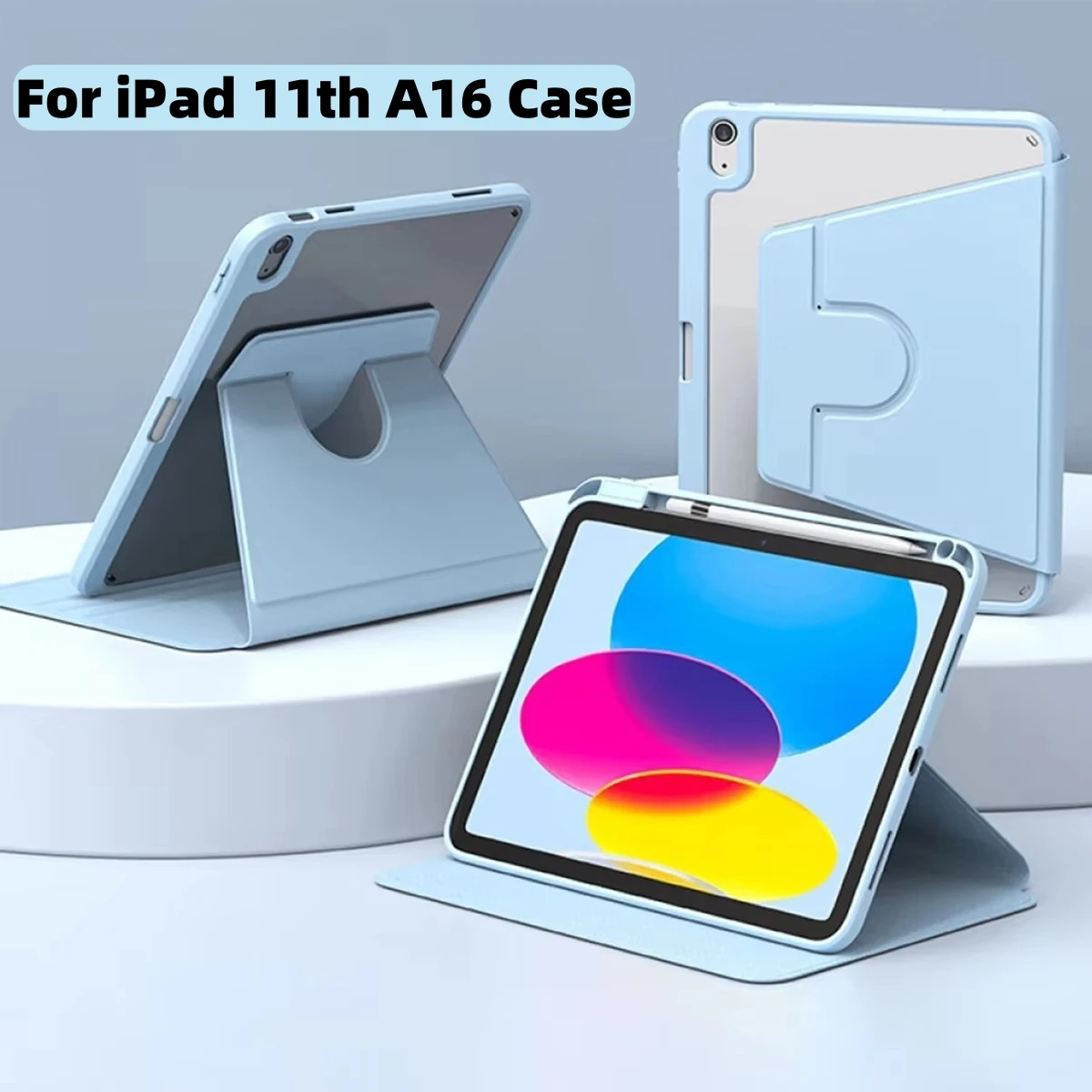 Acrylic 360° Rotating Tablet Case with Pencil Holder