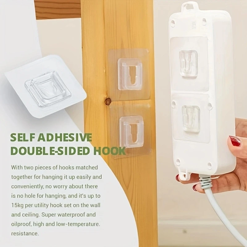 No Trace Mother-and-child Buckle Magic Self Adhesive Wall Hook Kitchen Bathroom Shelf Patch Strip Holder