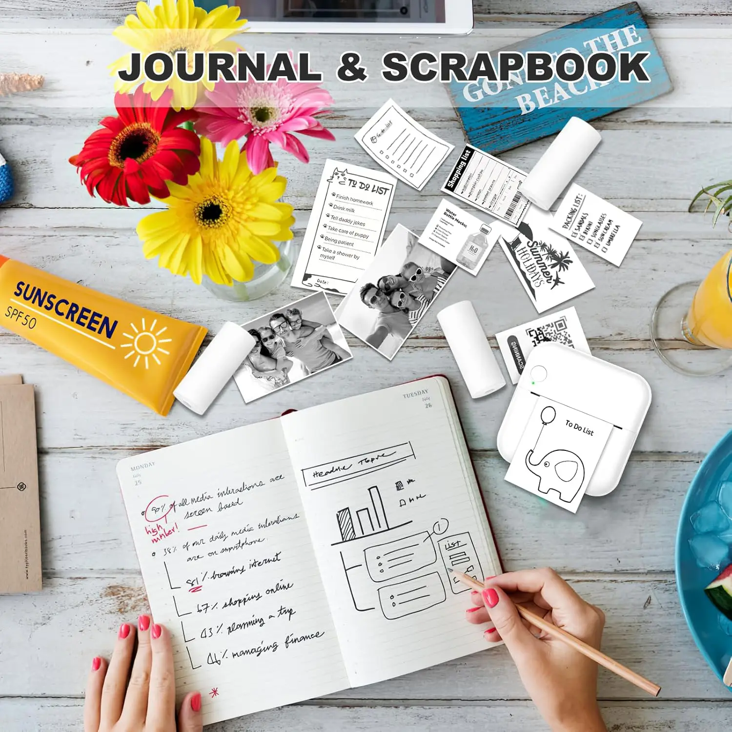 10 Rolls 2.2in x 19ft White Thermal Printer Paper Rolls for 57mm Printer Thermal Receipt Paper Rolls Cash Register POS Paper