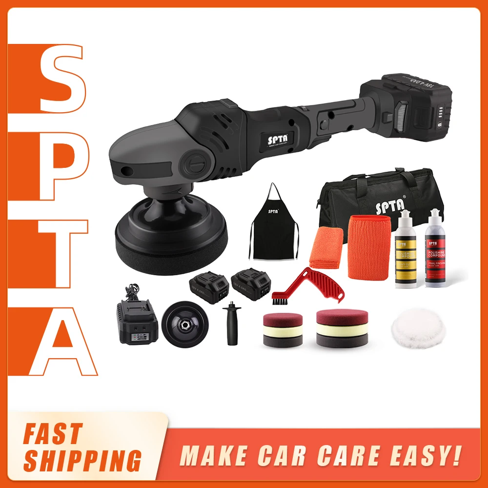 SPTA 18V 5Inch Cordless Rotary Buffer Polisher Variable SpeedPolishing