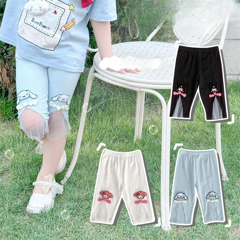 

Sanrios Kuromi Cinnamoroll My Melody детские брюки аниме милые Мультяшные леггинсы Удобные приятные для кожи японские кавайные Новые