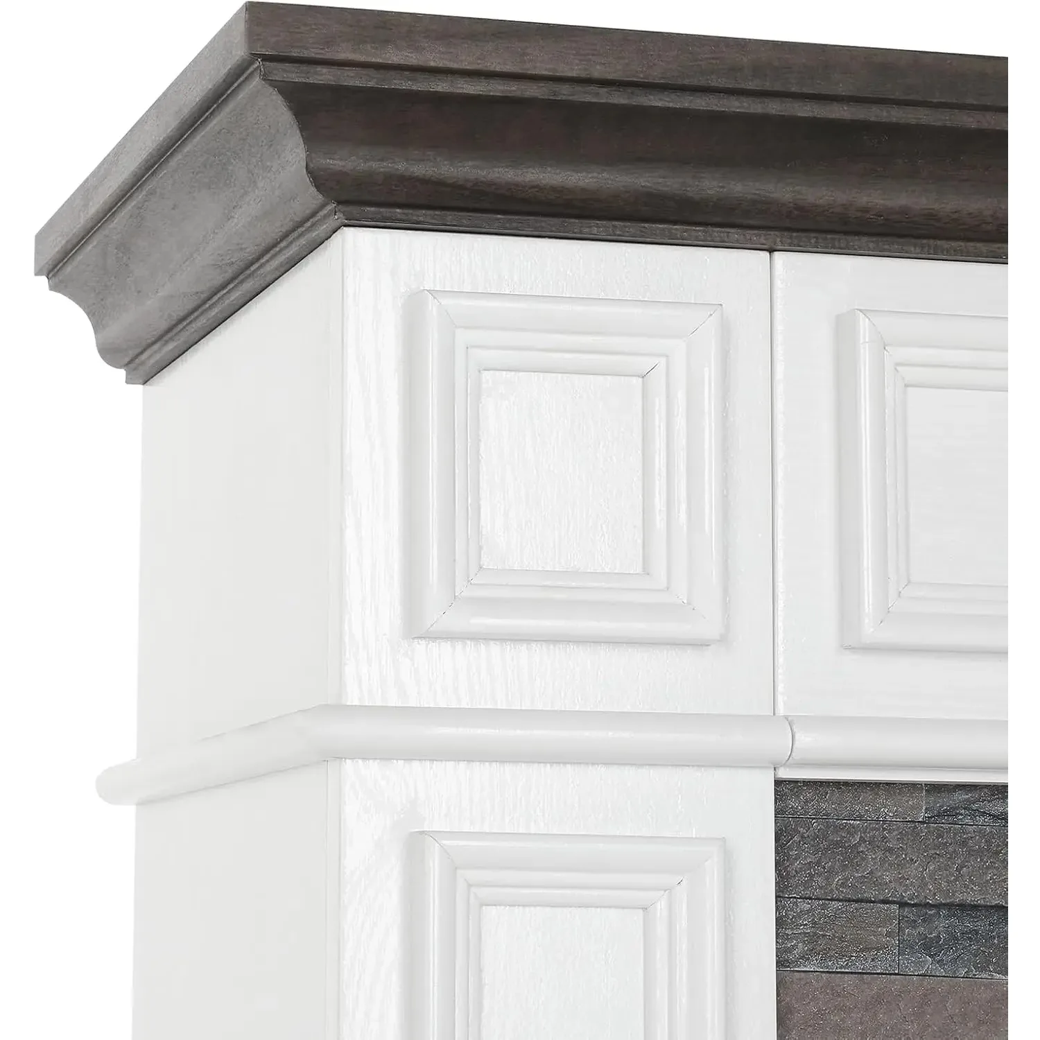 44 Inches Electric Fireplace with Mantel, Portable Freestanding Wood Stove Heater, Realistic 3D Dancing Flame Effect,White&brown 4