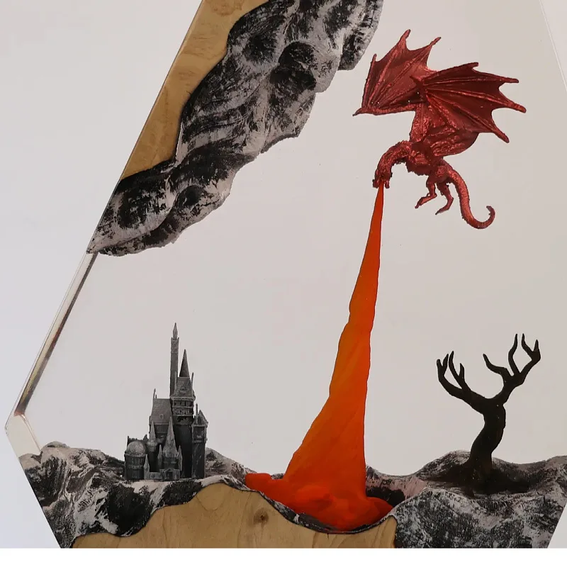 تحفة مصباح الكائن الطائر التنين الناري القلعة الرا...