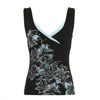 American retro style black printed suspender vest women T-shirt y2k millennium goth slim V-neck fashion top - Image 5