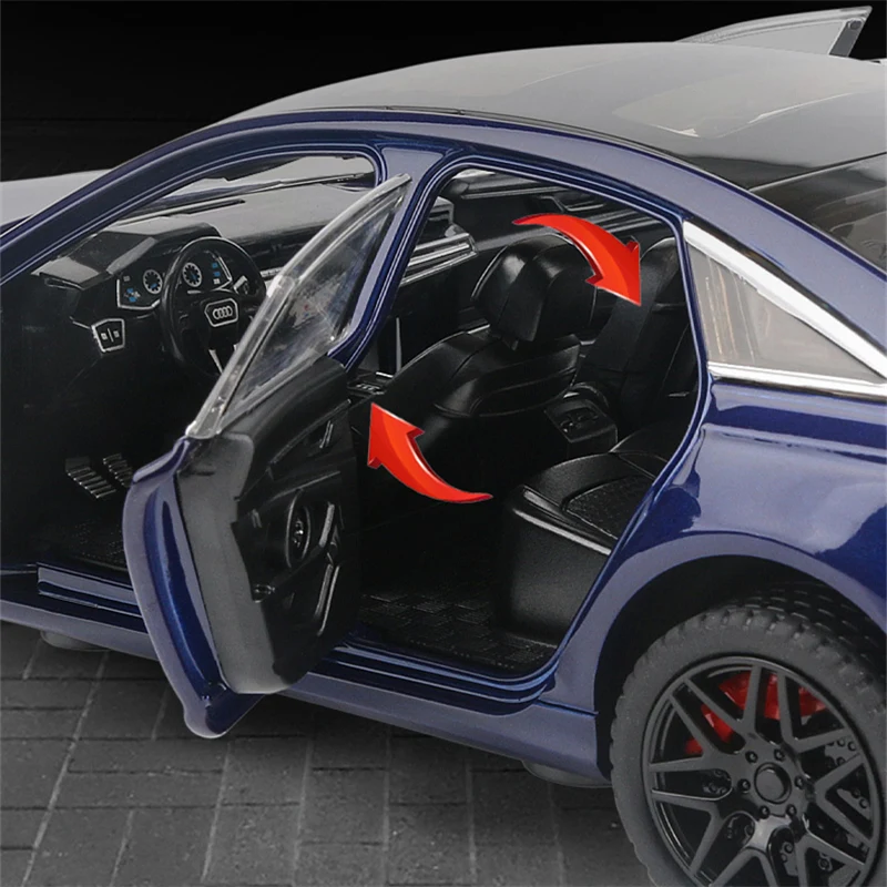 1:24 AUDI A6 Alloy Car Model Diecast & Toy Metal Vehicle Car Model High Simulation Collection Sound and Light Childrens Toy Gift 6