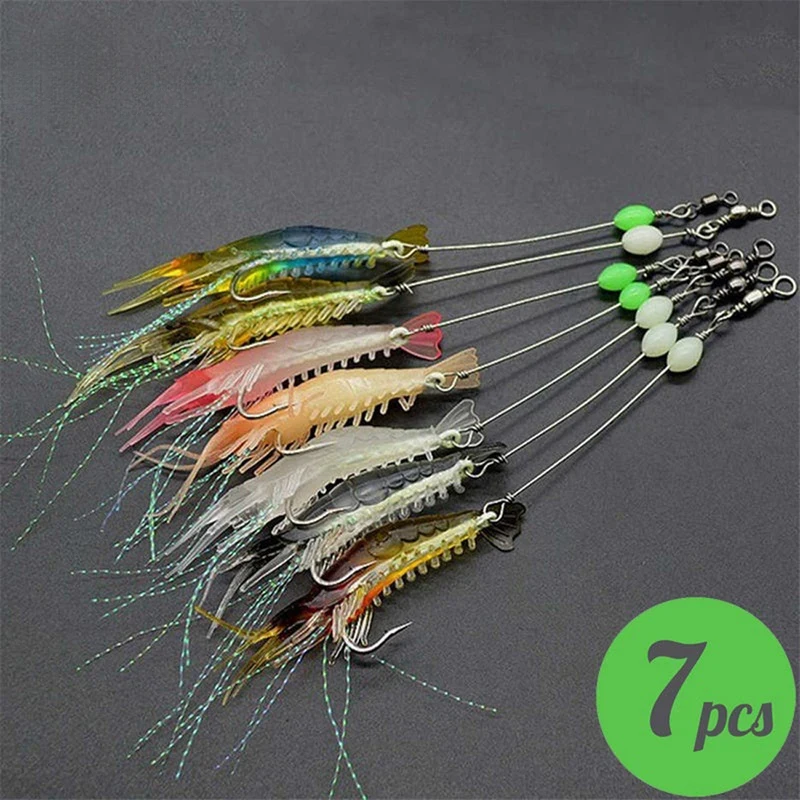 Leurres crevettes artificiels 3pcs/7pcs pour pêche - appâts de pêche réalistes et efficaces