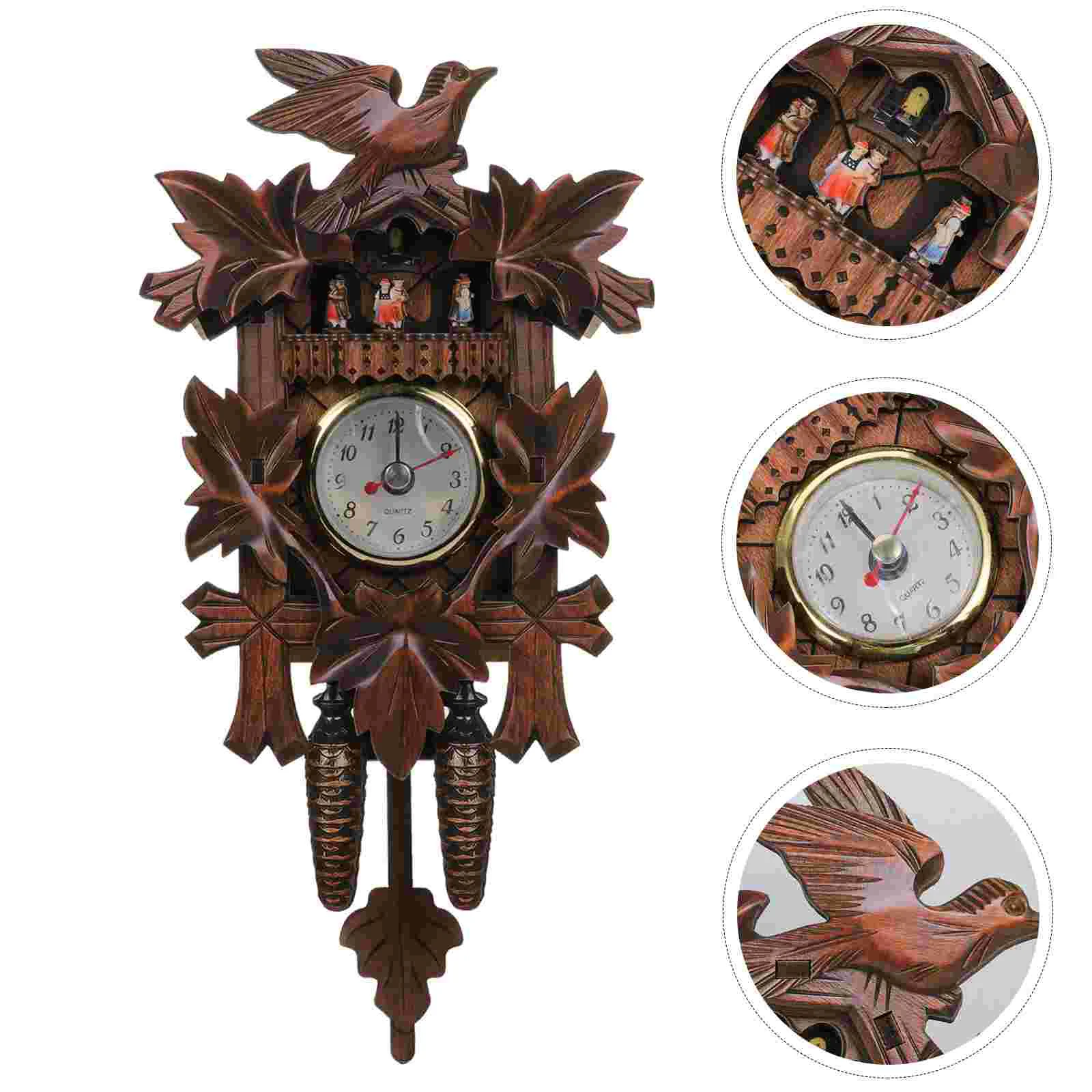 

Besportble Wood Wall Clock Rustic Wooden Birds Cuckoo Christmas Decoration Gifts