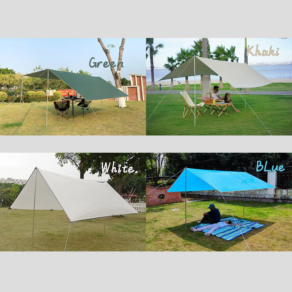5x3m 4x3m Tarp With Support Pole Rope Peg Waterproof Awning Tent