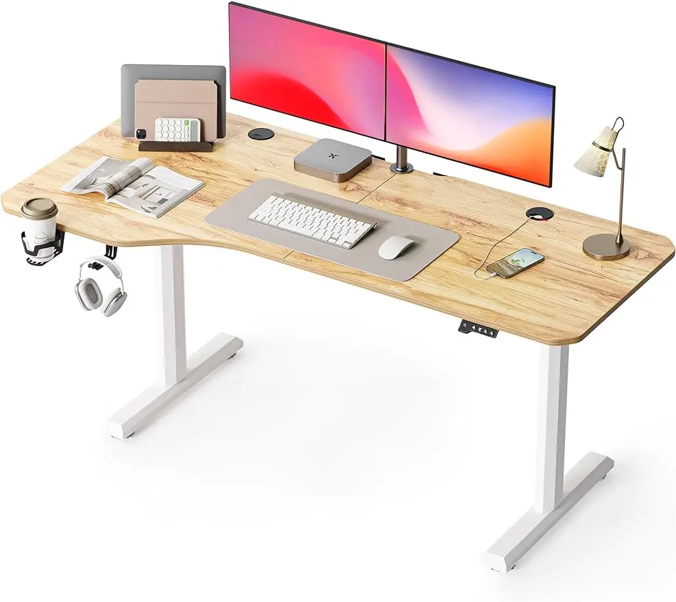 FEZIBO 63"x28" L Shaped Standing Desk, Electric Stand up Height Adjustable Home Office Table, Sit Stand Desk