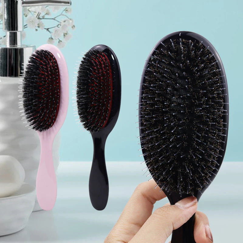 Description Picture 6 of item1PC Oval Boar Bristle & Nylon Hair Comb Mini Anti-static Hair Scalp Massage Comb Hairbrush Salon Hair Brush Styling Tool