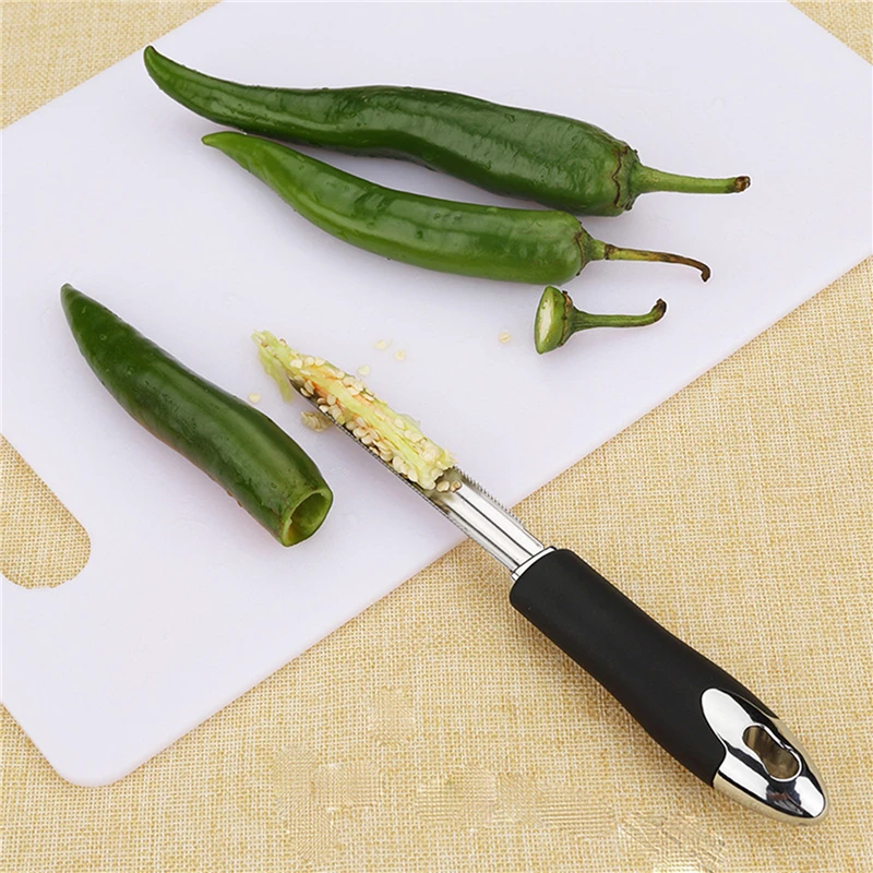 

Home Portable Chili Pepper Corer Stainless Steel Zucchini Courgette Cucumber Corers Special Kitchen Gadgets with Serrated Edge