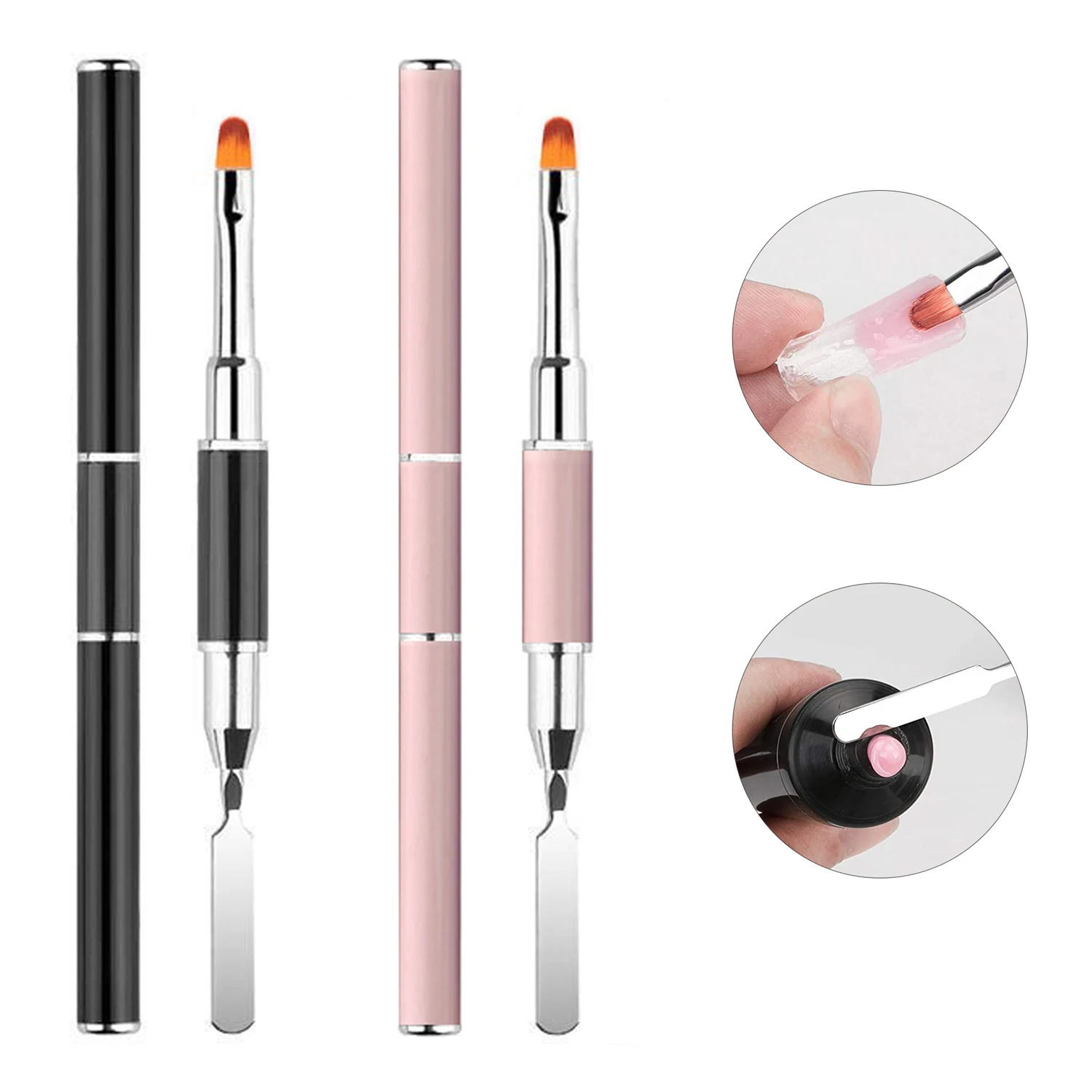 Gel Brush & Picker, 2 IN 1 Design Nail Brush and Spatula,Gel Nail Brush