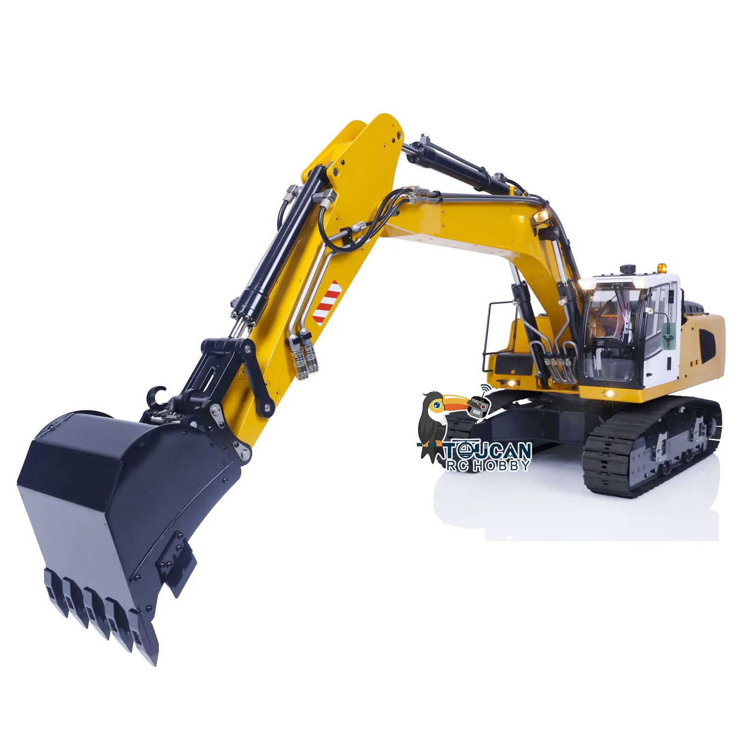 MT 946 1/14 Metal 9CH Tracked Hydraulic RC Excavator TOUCAN Painted Yellow Grab Tiltable Clamshell Bucket Ripper Model TH19597 3