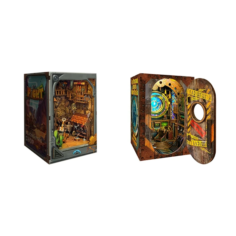 ABUM-Wooden Assembled Bookstand Explore Fantasy Unknown World Desktop Decoration Gift