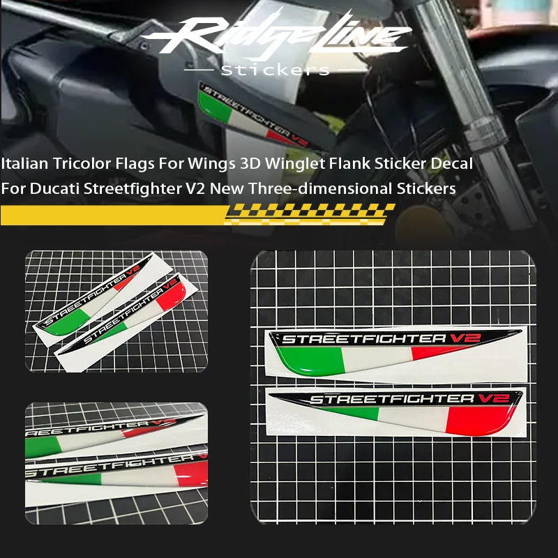 Voor DUCATI Streetfighter V4 V4S V4SP Italiaanse Tricolor Vlaggen Voor Vleugels 3D Winglet Flank Sticker Decal Voor DUCATI Streetfighter V4 V4S V4SP Italiaanse Tricolor Vlaggen Voor Vleugels 3D Winglet Flank Sticker Decal