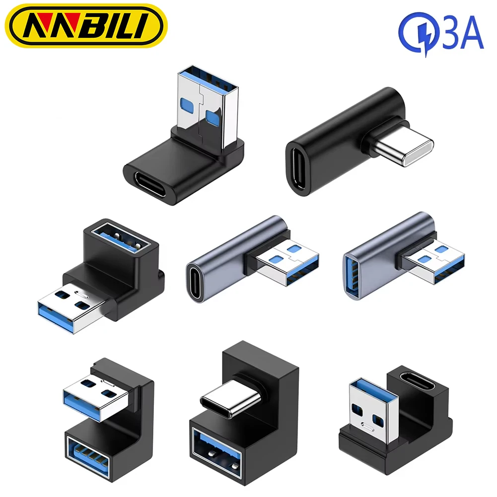 NNBILI 3A 유형 C 팔꿈치 USB 3.1 안드로이드 용 충전 데이터 케이..