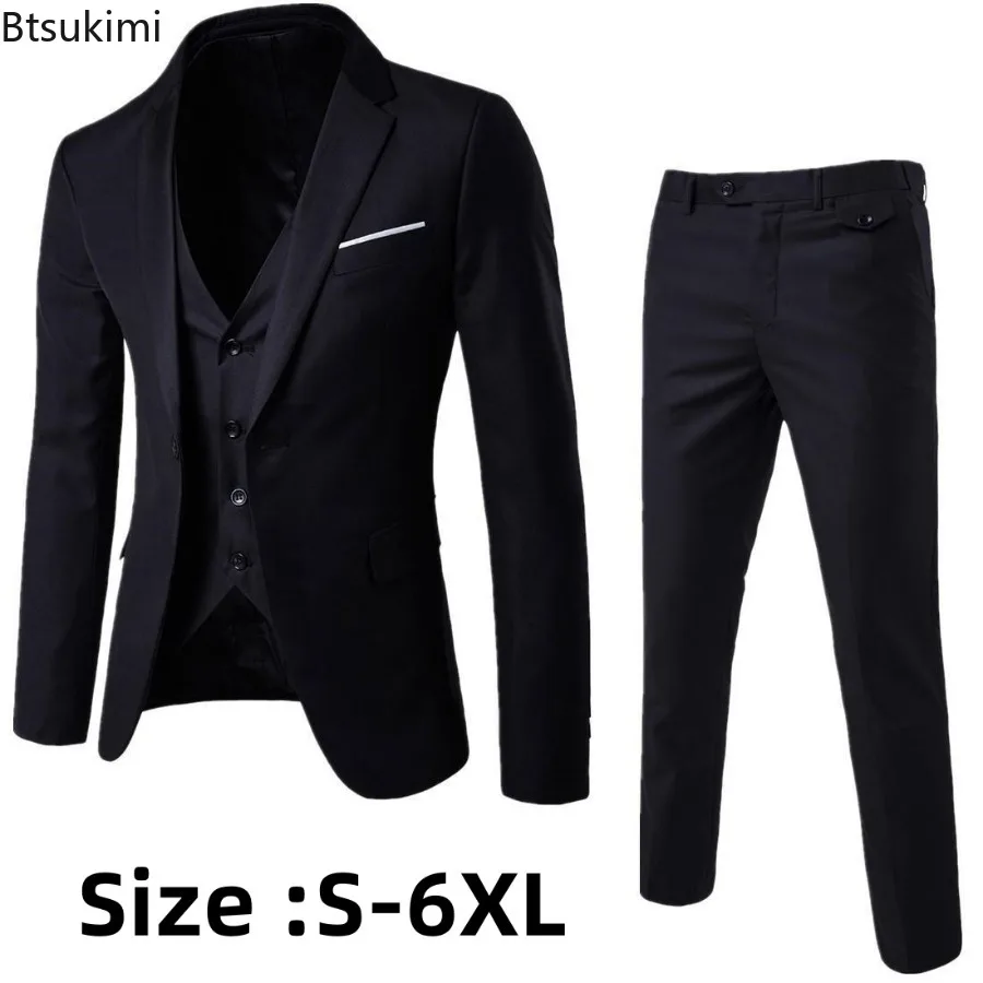 Men's Suit 3PCS Suit Sets Blazer + Vest + Pants Sets Male Evening Party Wedding S-6XL mens suit