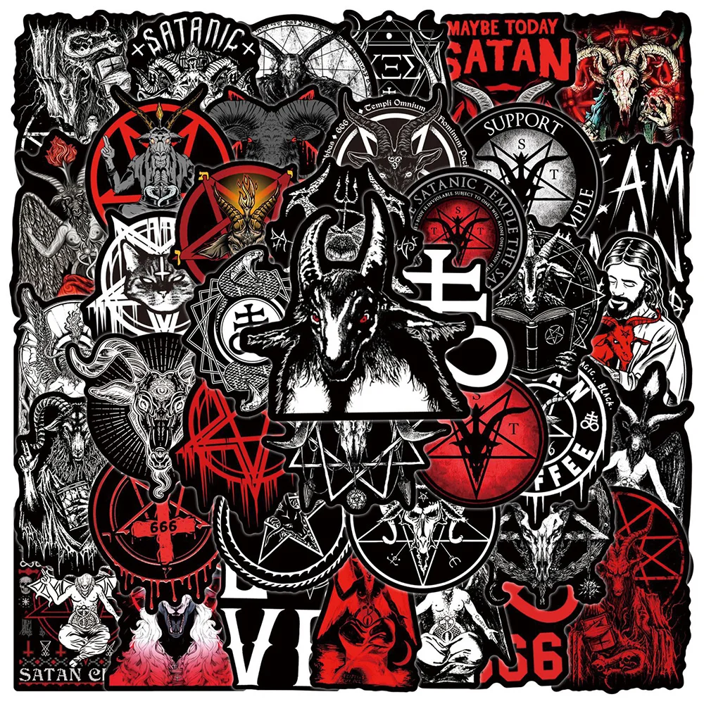 10/30/50pcs Cool Dark Satan Gothic Stickers Horror Demon Graffiti Decals DIY Scrapbook Laptop Fridge Waterproof Sticker Packs 2