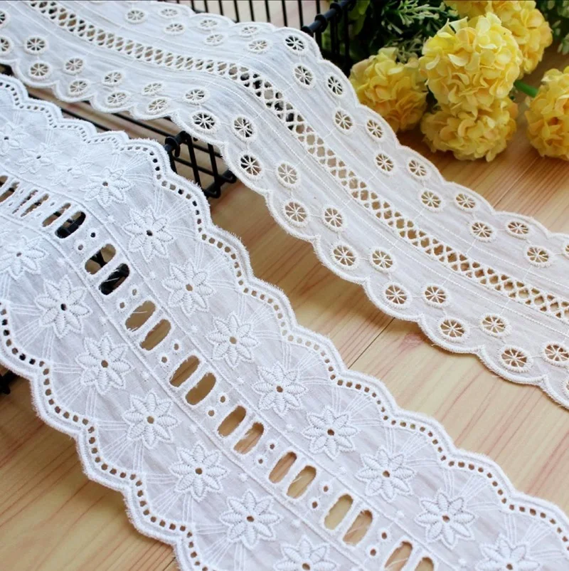 Sustainable Cotton Wave Lace Trim in Off White Beige - 2 Yards