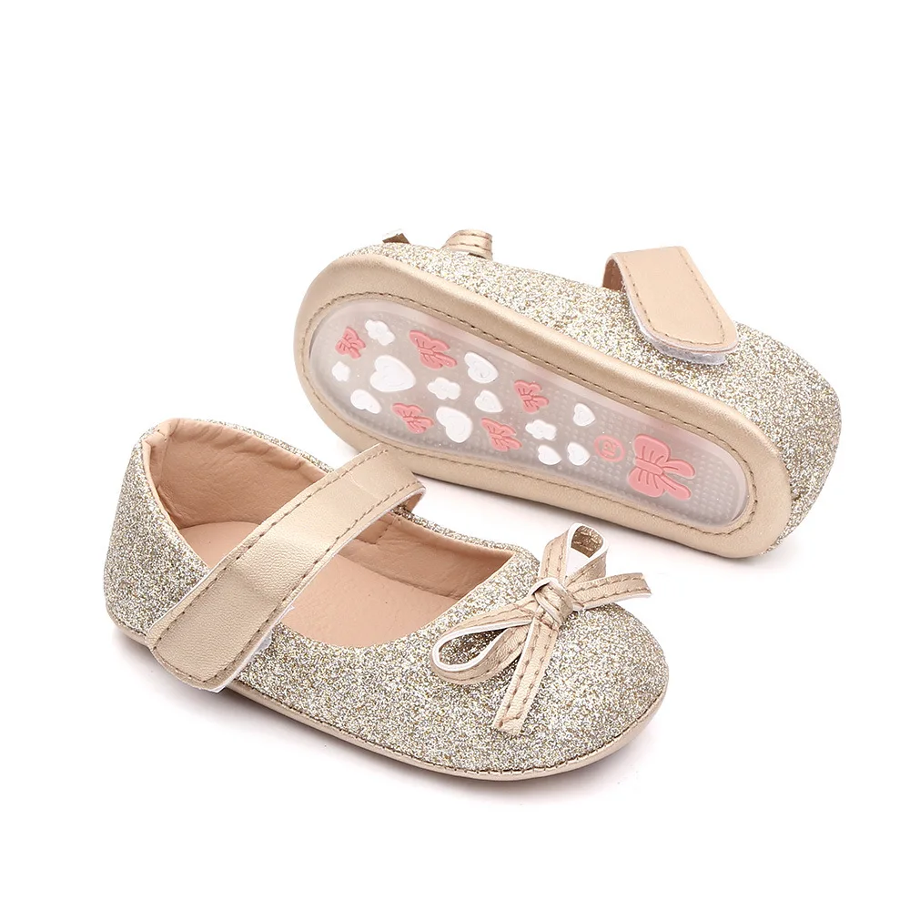 Baby Item Infant Girl Shoes Toddler Bling Bow Trainer Newborn Soft Anti-slip Rubber Sole Bebes Princess Footwear for 1 Year Gift 2