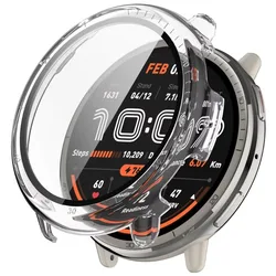 Enhanced Protective Case with Full Coverage Tempered Glass Screen Protector and Bumper Shell Accessory - Amazfit Active 2 (PC Transparent)
