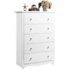 White Wood Dresser with 5 Drawer, Cabinets Dressers Wood Dresser Cabinet, Organizer Drawers for Bedroom, Living, Hallway, Measu 1