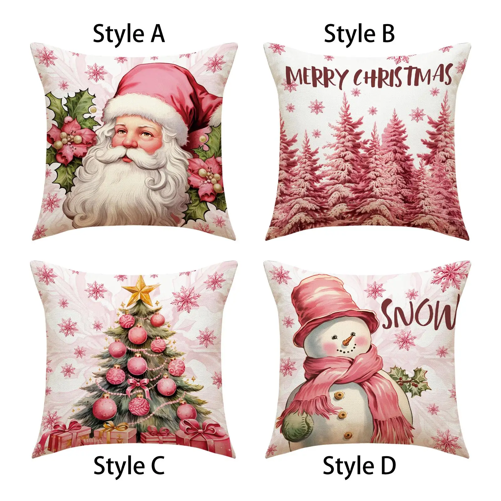 

Christmas Throw Pillow Covers Party Supplies Pink Decorative Pillowcase for New Year Home Room Farmhouse Couch Decor Car