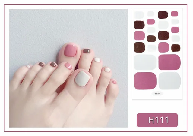 22tips Korea Toe Nail Sticker Wraps Adhesive Decals Toenail Polish Strips DIY Pedicure Foot Decals Manicure Women H111