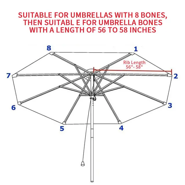 Uv Protection Parasol Sunshade Esernyő Burkolat 3 Méter Kerti Borító Vízálló Tengerparti Lombkorona Csere 6 Bordák - Image 6
