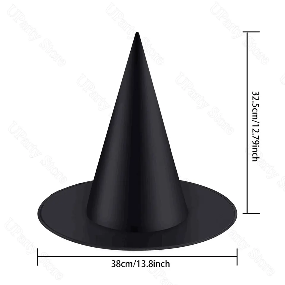 SATINIOR Cappello da Strega Nero con Corda da Appendere Costume di Festa di Halloween e Ganci Trasparenti Senza Cuciture (12 Pezzi