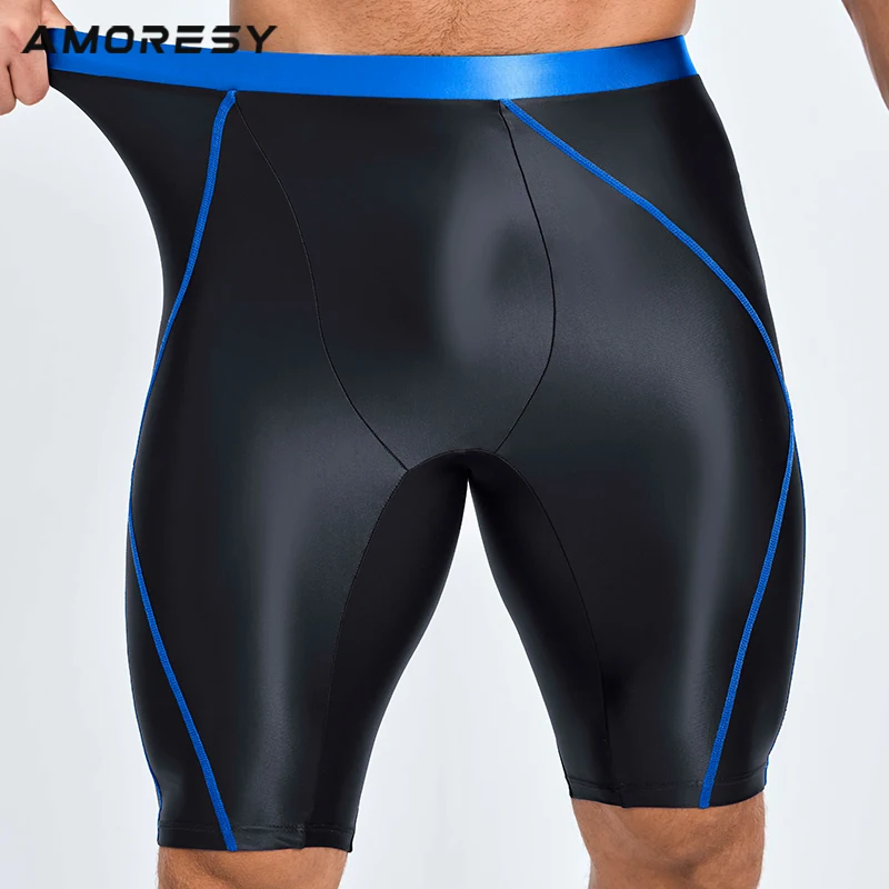 Sports shorts yoga shorts workout shorts satin gloss knee length sports biker shorts series leisure fitness cycling wrestling yoga five-point pants