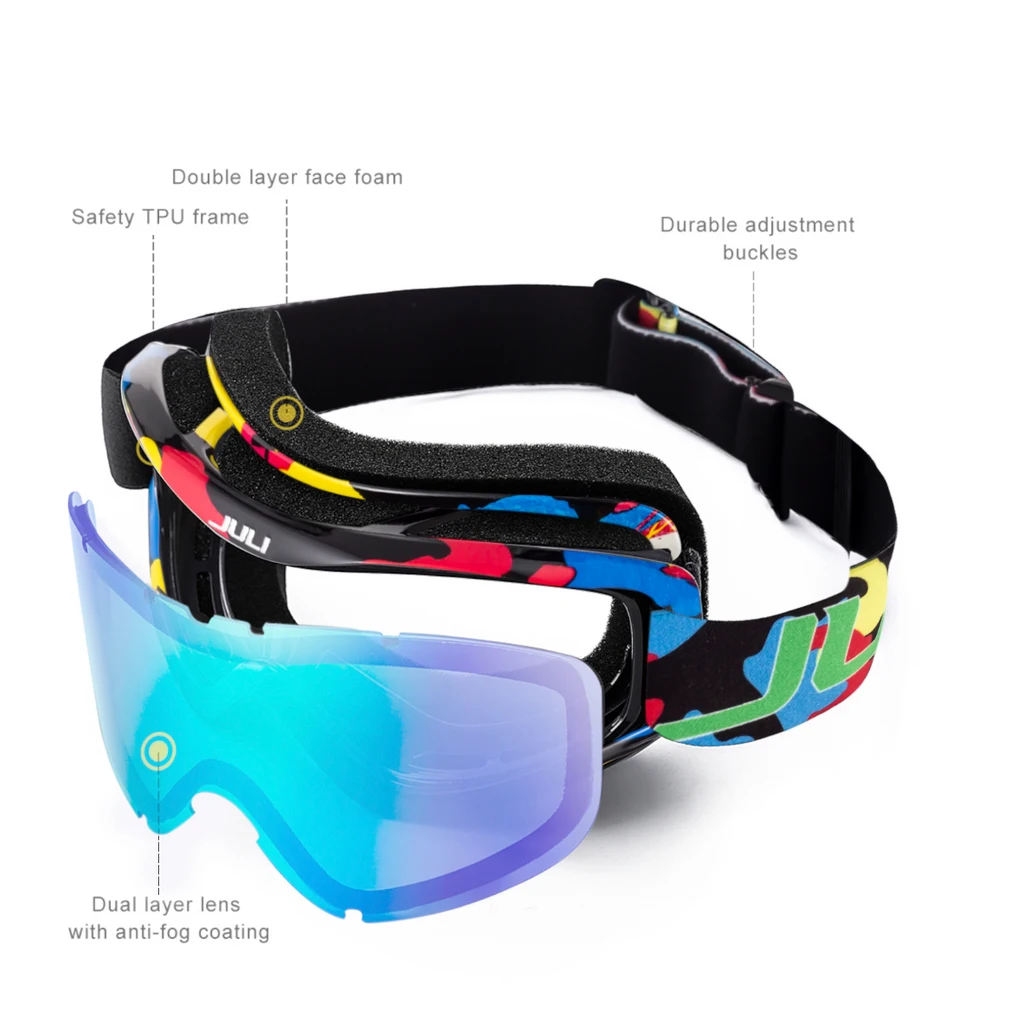 Juli Ski Goggles,Snowboard Goggles for Age 3-10 Boy Girl Snowmobile Snow Skiing Skating 4302 2